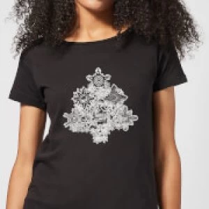 Image of Marvel Shields Snowflakes Womens Christmas T-Shirt - Black
