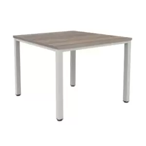 Image of Fraction Infinity Square Grey Oak Meeting Table With Silver Legs - 120 X 120