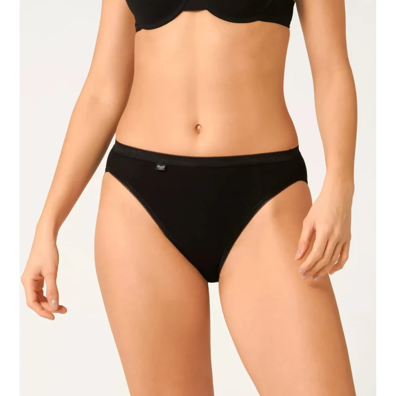 Image of Sloggi Womens Basic+ Tai 3 Pack Briefs in Black Size: 8 Black Female 8