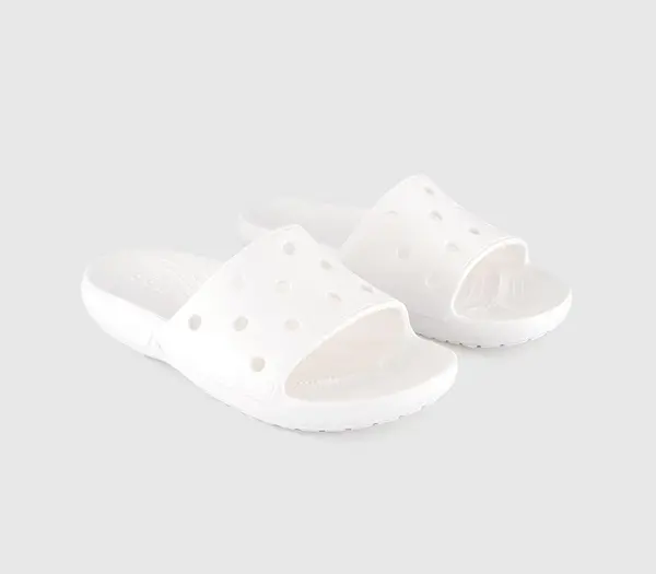 Image of Crocs Womens Classic Sliders White, 5