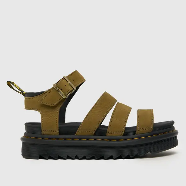 Image of Dr Martens Muted Olive Tumbled Nubuck Blaire Strap Sandal Olive Female 4 204002UK