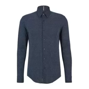 Image of Boss Roan Print Shirt - Blue