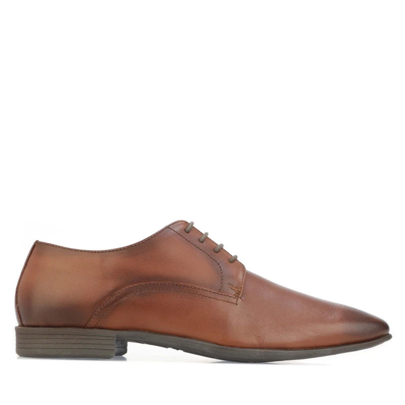 Image of Lambretta Ben Leather Derby Shoes - Brown Brown 6