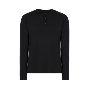 Image of AllSaints Figure Long Sleeve Henley - Jet Black
