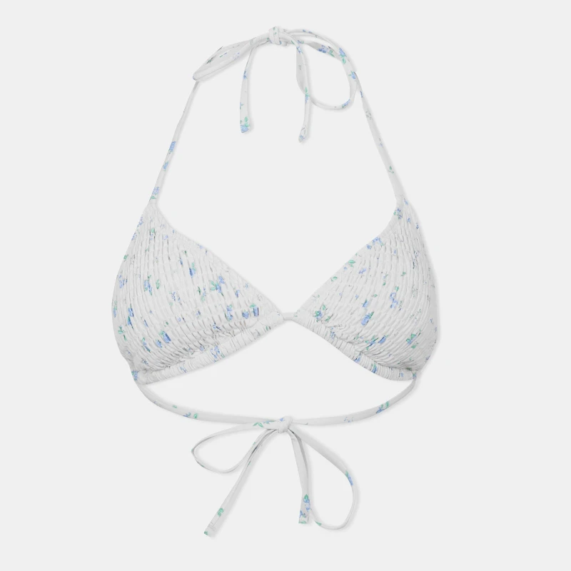 Image of Jack Wills Shirred Triangle Bikini Top - White White 8