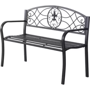 Image of Outdoor Patio Garden Bench Scroll Park Furniture Porch Chair Metal - Outsunny