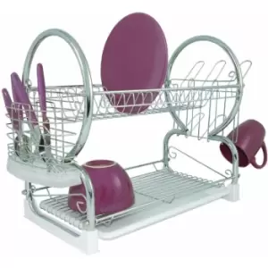 Image of Premier Housewares 2 Tier Dish Drainer with White Plastic Tray