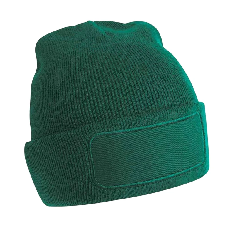 Image of Beechfield Beechfield Men Patch Beanie in Bottle Green Bottle Green One Size Male 5063527292483