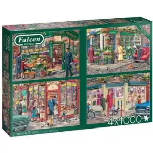 Image of Jumbo Falcon de Luxe Corner Shops 4 x 1000 Piece Jigsaw Puzzle