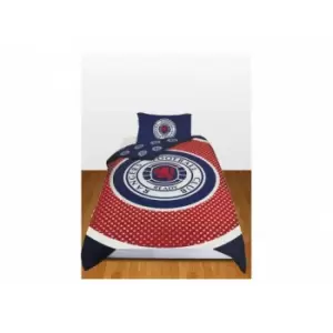 Image of Rangers FC Official Football Crest Reversible Single Duvet And Pillow Case Set (One Size) (Red/White/Blue)
