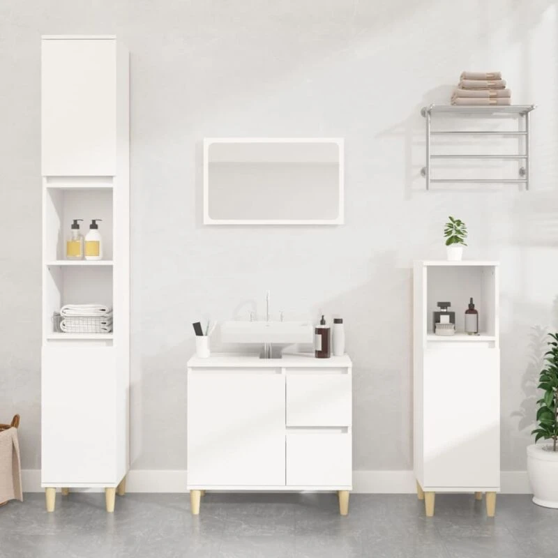 Image of Vidaxl Bathroom Cabinet White 30X30X100 Cm Engineered Wood