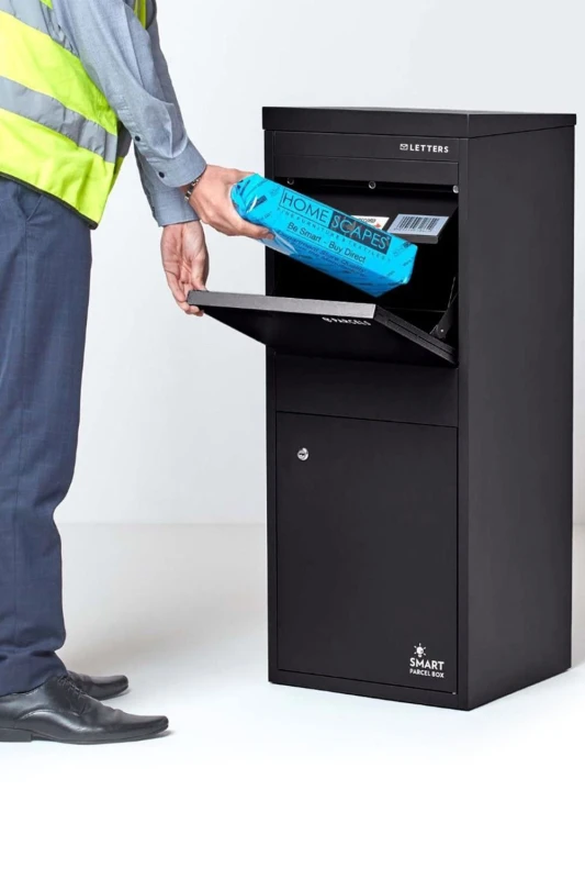 Image of Homescapes SMART PARCEL BOX Large Front Access Secure Delivery Box Black