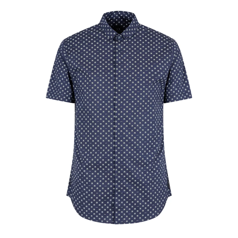 Image of Armani Exchange Mini AX Short Sleeve Shirt NAVY 75AB male S