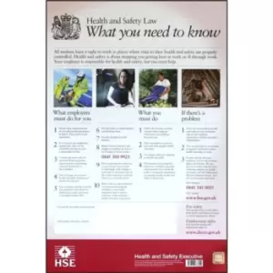 Image of B-Safe HEALTH & SAFETY LAW POSTER PVC 420MM X 594MM