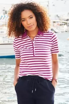 Image of In-Line Short Sleeve Pique Jersey Stripe Polo Top