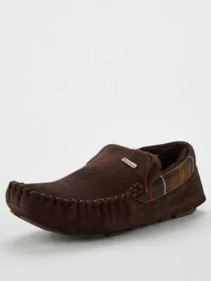 Image of Barbour Monty Slippers, Brown Suede, Size 7, Men