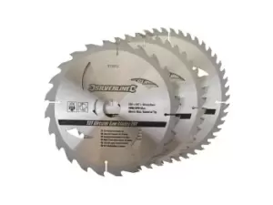 Image of Silverline 973912 TCT Circular Saw Blades 24 40 48T 3pk 235 x 30 - 25 16mm rings