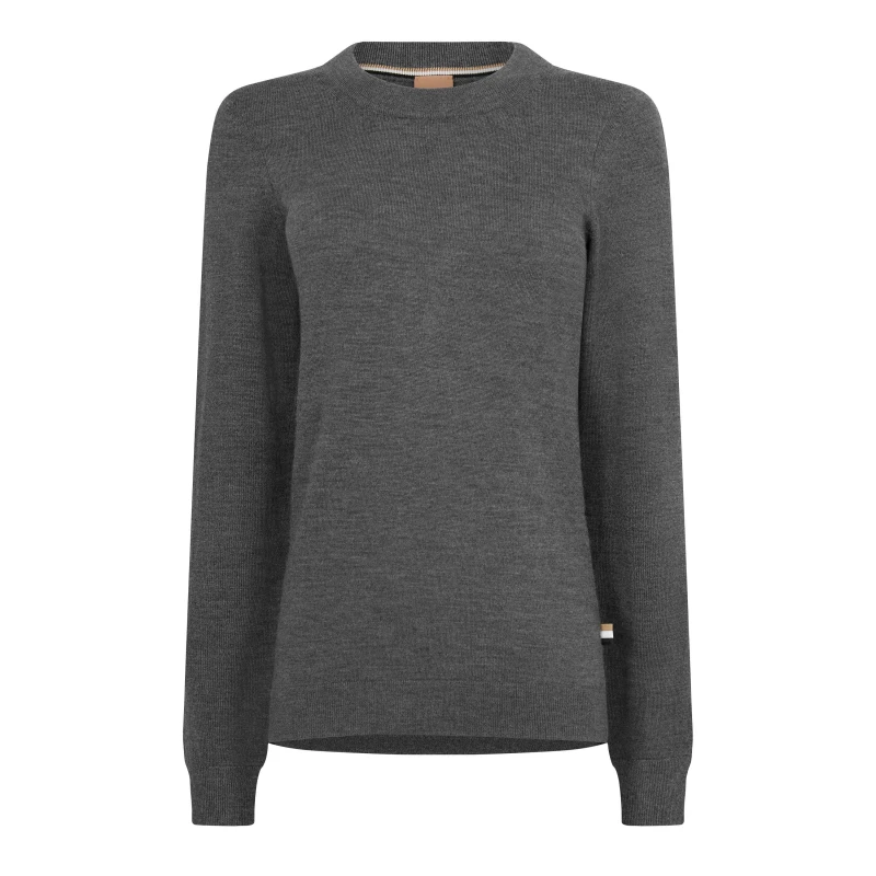 Image of Boss Womens Fegano Long Sleeve T-Shirt Medium Grey female 6 (XS)