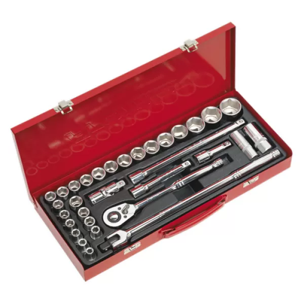 Image of Sealey AK693 Socket Set 32pc 1/2Sq Drive 6pt WallDrive® - DuoMetric®