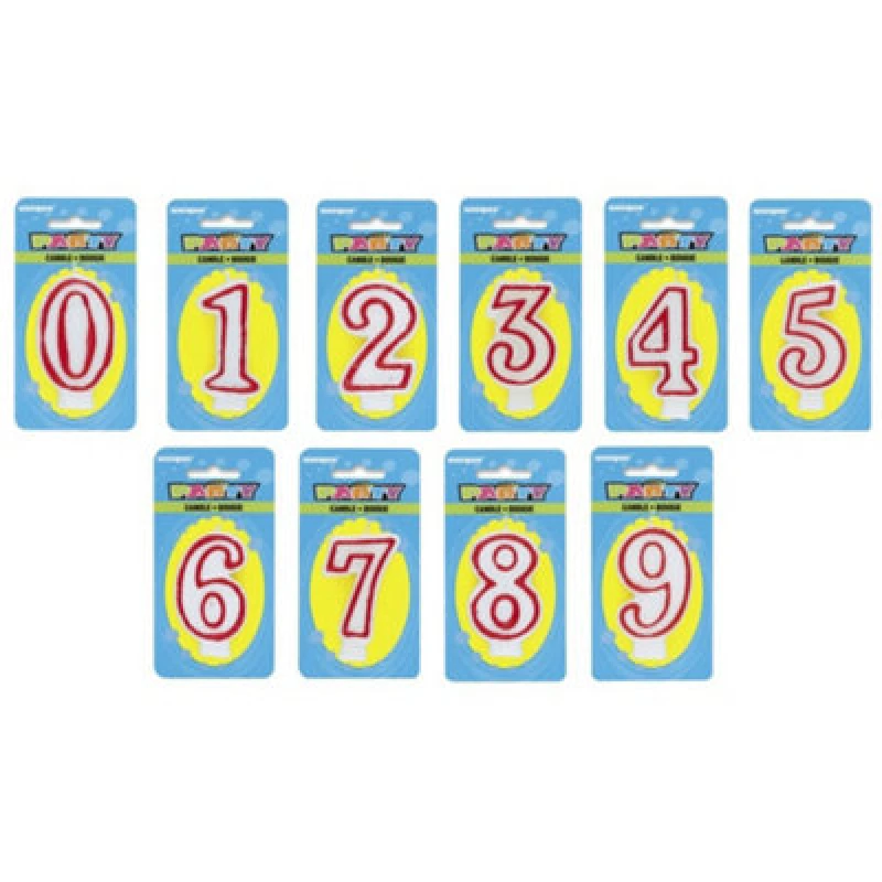 Image of Unique Party Deluxe Number Birthday Candles White/red (0)