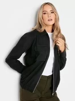 Image of Long Tall Sally Black Bomber Jacket, Black, Size 14, Women