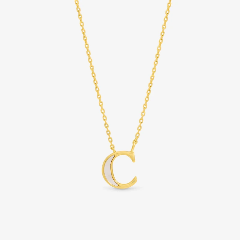 Image of Inicio 14K Gold Plated Pearl Initial Pendant - C Pendant Necklaces One Size Gold 73396310000