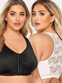 Image of Yours 2Pk Front Fastening Lace Back Bras, Multi, Size 18, Women