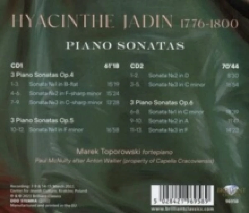 Image of Hyacinthe Jadin: Piano Sonatas, Op. 4-6 CD / Album