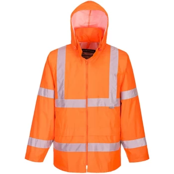 Image of H440 - Orange Sz L Hi-Vis Rain Jacket Coat Visibility Reflective - Portwest