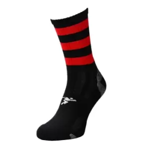 Image of Precision Pro Hooped GAA Mid Socks Junior Black/Red UK Size J8-J11