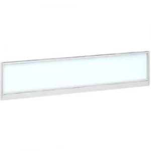 Image of Dams International Desktop Glazed Screen Polar White Aluminium White Frame 1600 x 30 x 380mm
