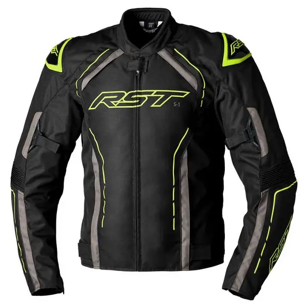 Image of RST S-1 CE Textile Jacket Men Black Gray Fluo Yellow 46