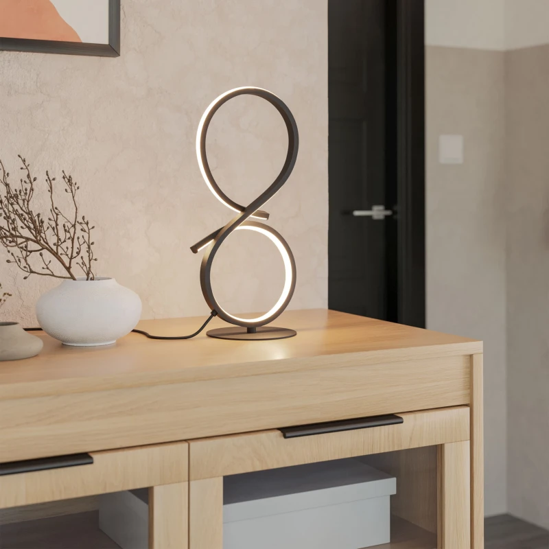 Image of EGLO Serpins Black Aluminium & Steel Modern Table Lamp Black