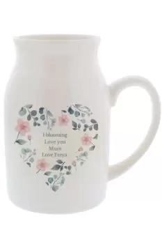 Image of Personalised Pink Floral Flower Jug - White