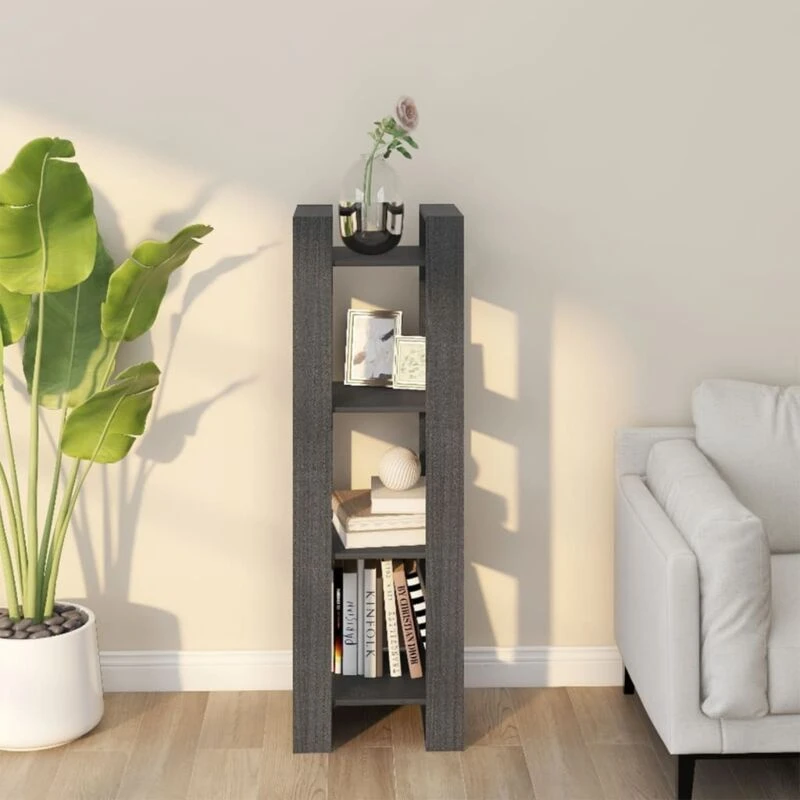 Image of VIDAXL Vidaxl - Book Cabinet/Room Divider Grey 41x35x125cm Solid Wood Pine 8720286905043
