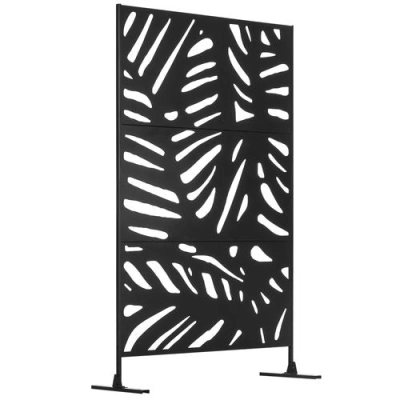 Image of Outsunny Metal Outdoor Privacy Screen with Stand for Garden Black Black