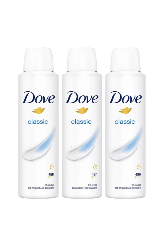 Image of Dove Classic 'Antiperspirant' 48H Sweat Protection Deo For Her 150ml,3pk White
