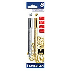 Image of STAEDTLER Metallic Markers Metallic Bullet 1.2mm Gold, Silver 2 Pieces