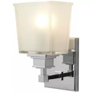 Image of Loops - IP44 Wall Square Shaped Opal Glass Shade Polished Chrome LED G9 3.5W