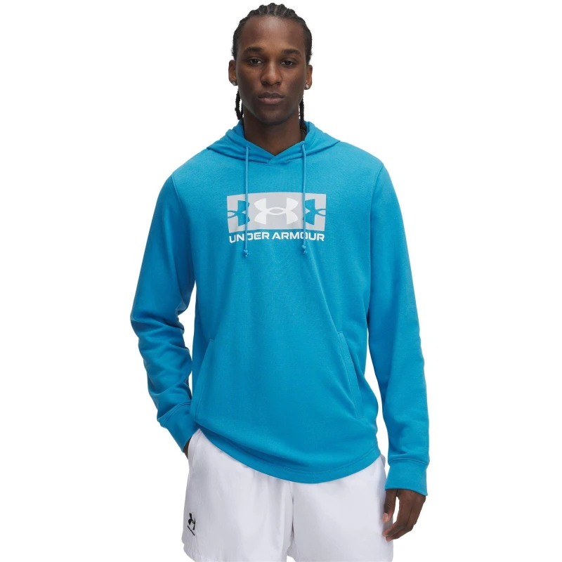 Image of Under Armour Mens RV Terry Logo Performance Hoodie Blue male S