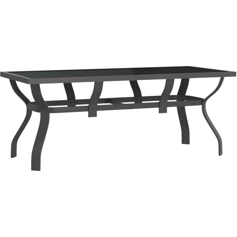 Image of VIDAXL Garden Table Grey and Black 180x80x70cm Steel and Glass Vidaxl 8720286849972