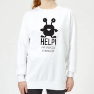 Image of HELP Ive Created a Monster Womens Sweatshirt - White - 5XL