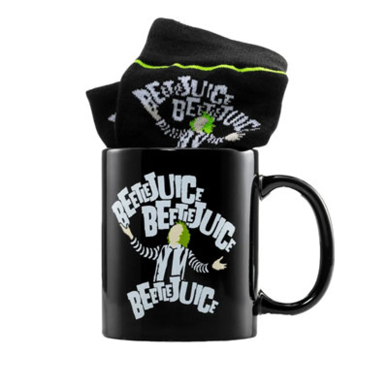 Image of Beetlejuice Beetlejuice Mug and Sock Set in Black One Size Unisex 5063652579145