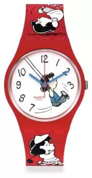 Image of Swatch SO28Z106 KLUNK! Swatch x Peanuts Lucy Van Pelt Watch