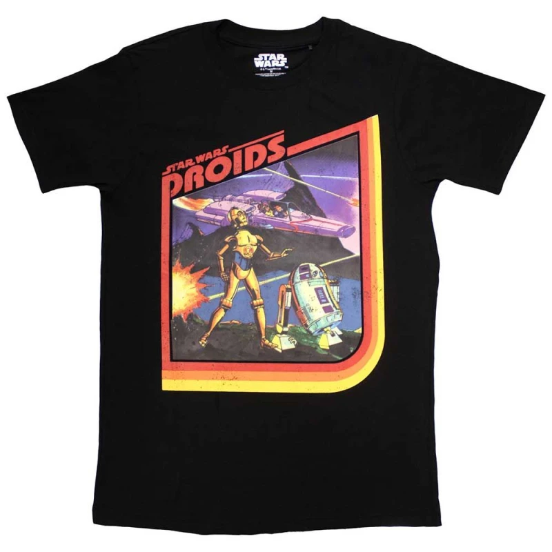 Image of Star Wars Droids Retro Logo T Shirt Black unisex