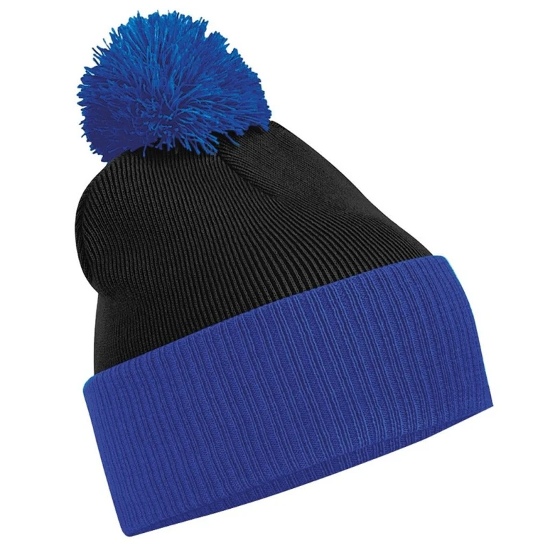 Image of Beechfield Beechfield Men Snowstar Two Tone Beanie in Jet Black Jet Black One Size Male 5063527669148