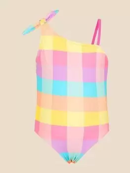 Image of Accessorize Girls Check Swimsuit - Multi, Size Age: 3-4 Years, Women