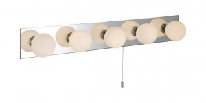 Image of 5 Light Switched Bathroom Over Mirror Mirror Wall Light Mirror, Opal Glass IP44, G9