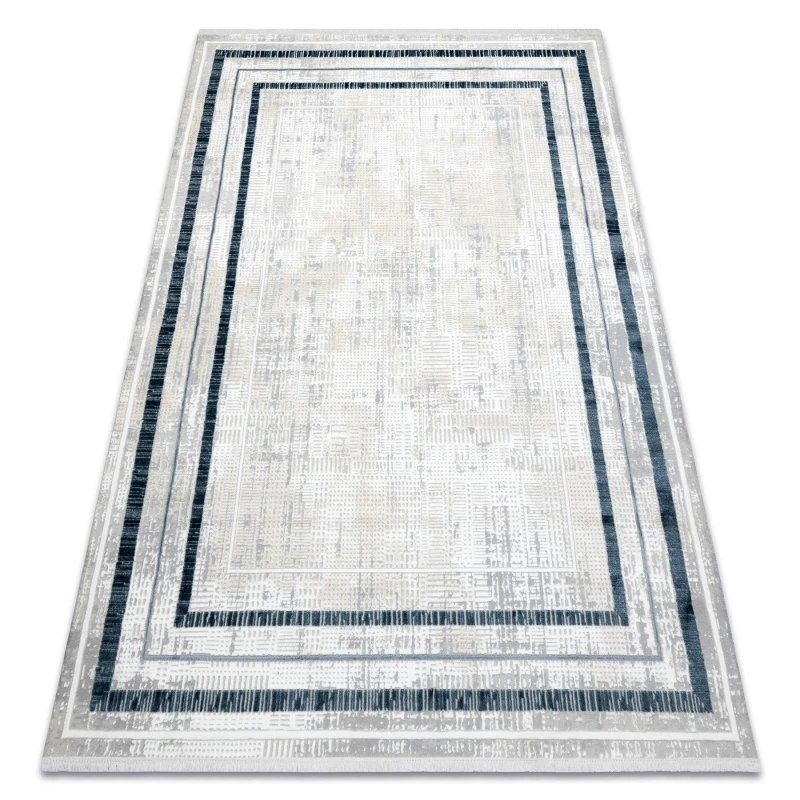Image of RugsX Modern Carpet Duke 51523 Cream / Blue - Frame, Structured, Very Soft, 180X270 Cm