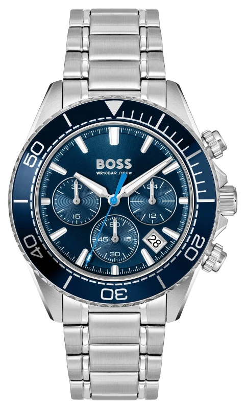Image of BOSS 1514322 SEALINER Quartz Chronograph (44mm) Blue Dial / Watch